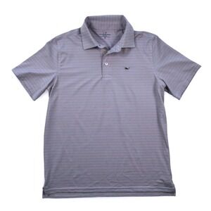 Vineyard Vines Sankaty Polo Shirt Boys XL Blue Red Grey Stripe Performance